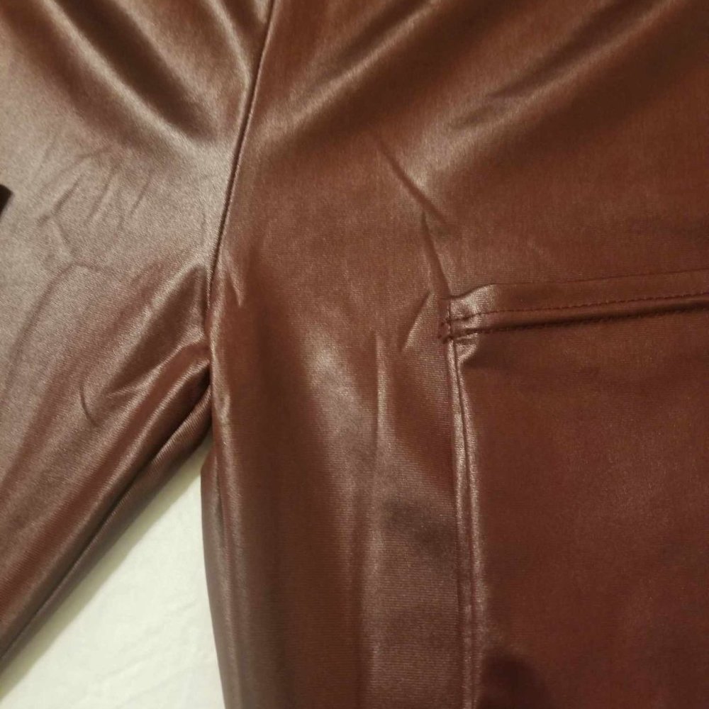 New Mix Burgundy Faux Leather Leggings size 2X